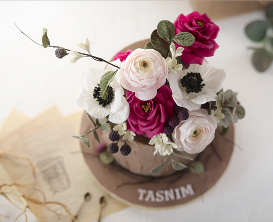 Cake with gumpaste floral decor.
